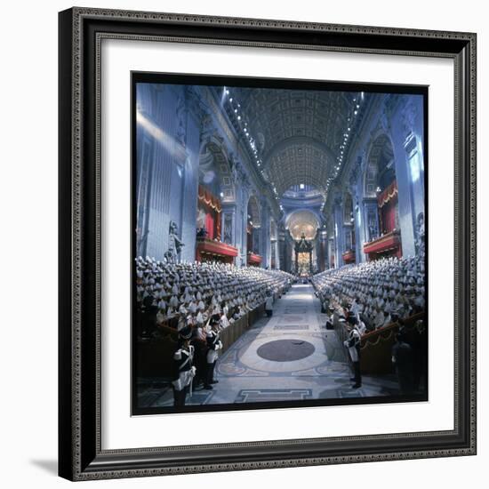 St. Peter's Basilica During the 2nd Vatican Ecumenical Council of the Roman Catholic Church-Hank Walker-Framed Photographic Print