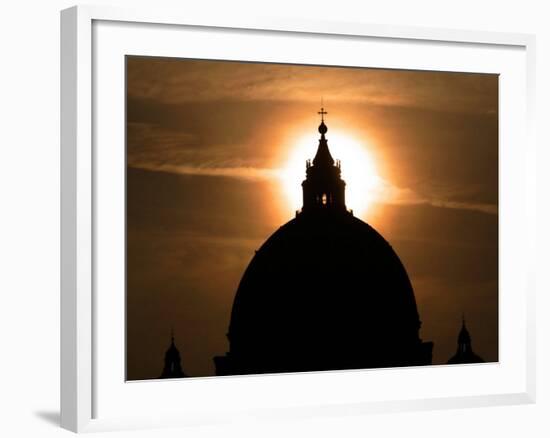 St. Peter's Basilica the Morning after the Death of Pope John Paul II was Announced in Rome, Italy-null-Framed Photographic Print