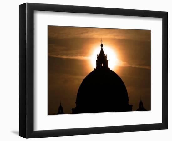 St. Peter's Basilica the Morning after the Death of Pope John Paul II was Announced in Rome, Italy-null-Framed Photographic Print