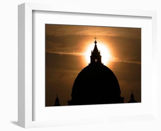 St. Peter's Basilica the Morning after the Death of Pope John Paul II was Announced in Rome, Italy-null-Framed Photographic Print