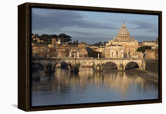 St. Peter's Basilica, the River Tiber and Ponte Sant'Angelo, Rome, Lazio, Italy-Stuart Black-Framed Premier Image Canvas