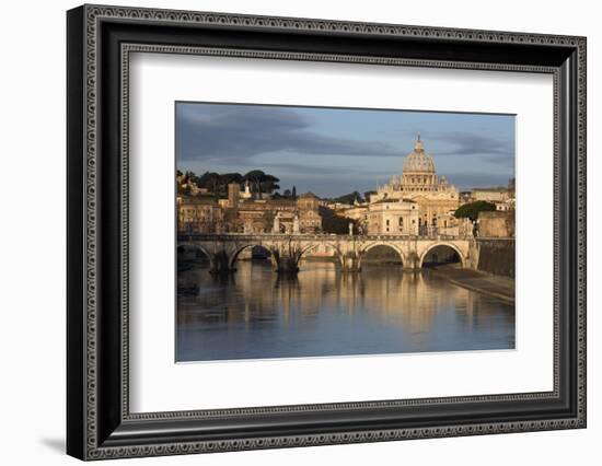 St. Peter's Basilica, the River Tiber and Ponte Sant'Angelo, Rome, Lazio, Italy-Stuart Black-Framed Premium Photographic Print