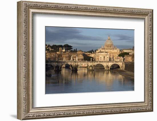 St. Peter's Basilica, the River Tiber and Ponte Sant'Angelo, Rome, Lazio, Italy-Stuart Black-Framed Photographic Print