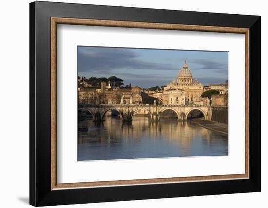 St. Peter's Basilica, the River Tiber and Ponte Sant'Angelo, Rome, Lazio, Italy-Stuart Black-Framed Photographic Print