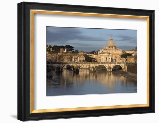 St. Peter's Basilica, the River Tiber and Ponte Sant'Angelo, Rome, Lazio, Italy-Stuart Black-Framed Photographic Print