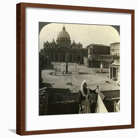 St Peter's Square and Basilica and the Vatican, Rome, Italy-Underwood & Underwood-Framed Photographic Print