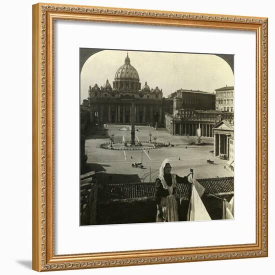 St Peter's Square and Basilica and the Vatican, Rome, Italy-Underwood & Underwood-Framed Photographic Print