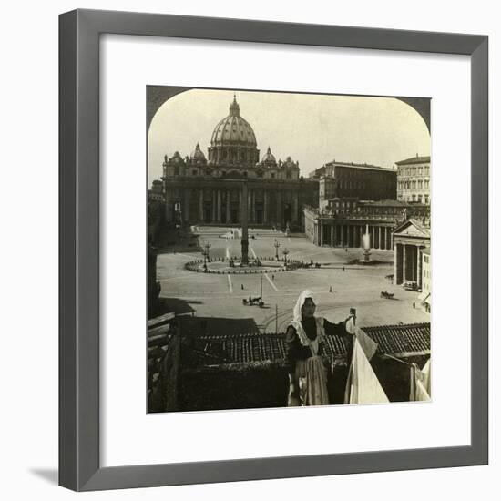 St Peter's Square and Basilica and the Vatican, Rome, Italy-Underwood & Underwood-Framed Photographic Print