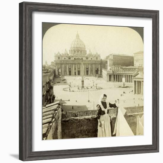 St Peter's Square and Basilica and the Vatican, Rome, Italy-Underwood & Underwood-Framed Photographic Print