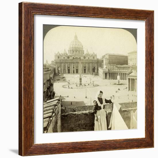 St Peter's Square and Basilica and the Vatican, Rome, Italy-Underwood & Underwood-Framed Photographic Print