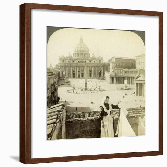 St Peter's Square and Basilica and the Vatican, Rome, Italy-Underwood & Underwood-Framed Photographic Print