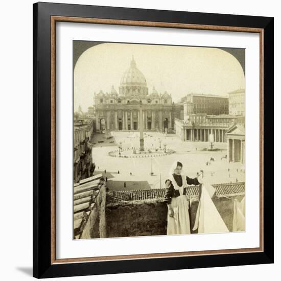 St Peter's Square and Basilica and the Vatican, Rome, Italy-Underwood & Underwood-Framed Photographic Print