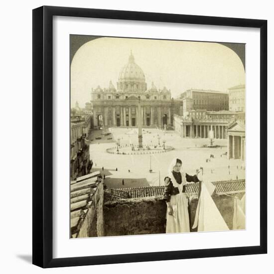 St Peter's Square and Basilica and the Vatican, Rome, Italy-Underwood & Underwood-Framed Photographic Print