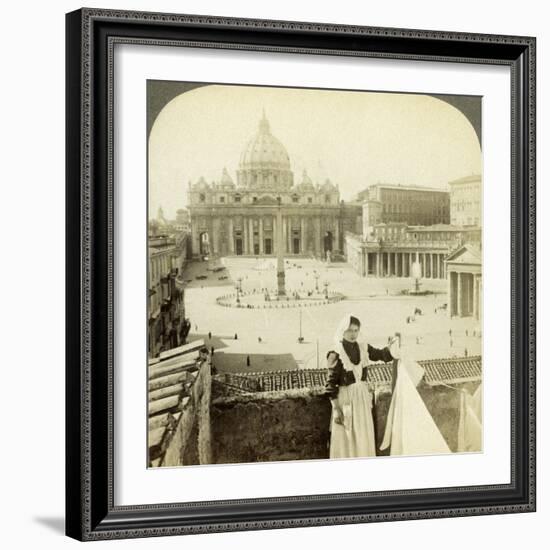 St Peter's Square and Basilica and the Vatican, Rome, Italy-Underwood & Underwood-Framed Photographic Print