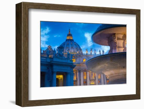 St. Peters and Piazza San Pietro at Dusk, Vatican City, UNESCO World Heritage Site, Rome, Lazio-Frank Fell-Framed Photographic Print