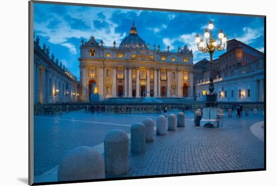 St. Peters and Piazza San Pietro at Dusk, Vatican City, UNESCO World Heritage Site, Rome, Lazio-Frank Fell-Mounted Photographic Print