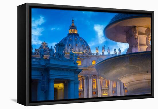 St. Peters and Piazza San Pietro at Dusk, Vatican City, UNESCO World Heritage Site, Rome, Lazio-Frank Fell-Framed Premier Image Canvas