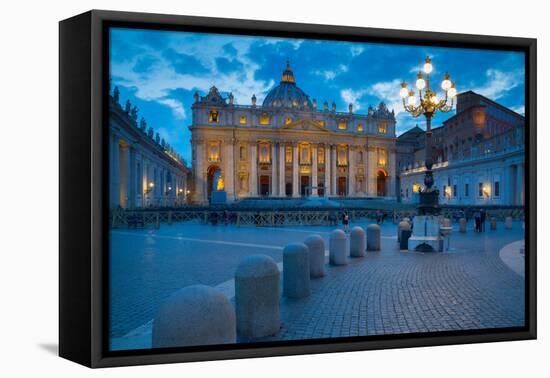 St. Peters and Piazza San Pietro at Dusk, Vatican City, UNESCO World Heritage Site, Rome, Lazio-Frank Fell-Framed Premier Image Canvas