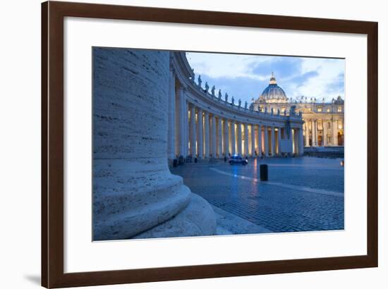 St. Peters and Piazza San Pietro at Dusk, Vatican City, UNESCO World Heritage Site, Rome, Lazio-Frank Fell-Framed Photographic Print