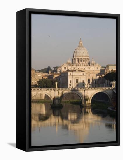 St. Peters Dome and the Tiber River, Rome, Lazio, Italy, Europe-Olivieri Oliviero-Framed Premier Image Canvas