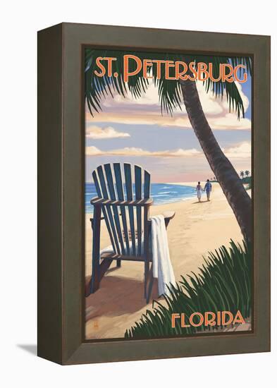 St. Petersburg, Florida - Adirondack Chair on the Beach-Lantern Press-Framed Stretched Canvas