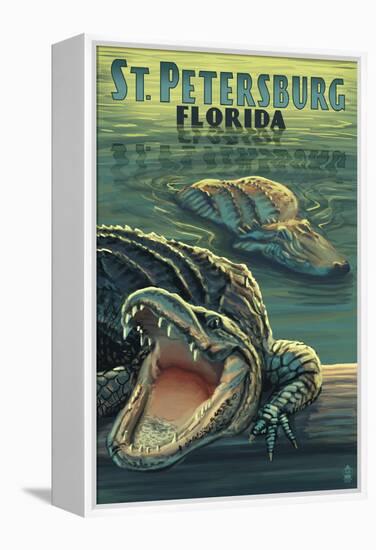St Petersburg, Florida - Alligators-Lantern Press-Framed Stretched Canvas