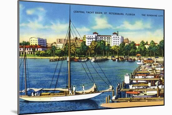 St. Petersburg, Florida - Central Yacht Basin Scene-Lantern Press-Mounted Art Print