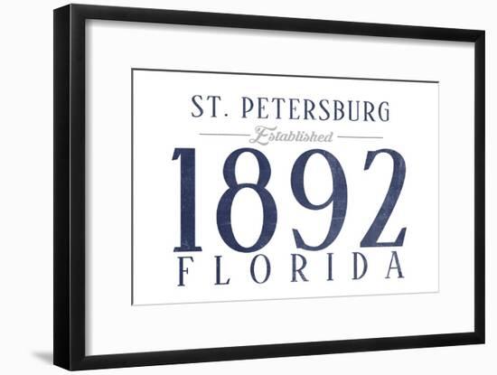 St. Petersburg, Florida - Established Date (Blue)-Lantern Press-Framed Art Print