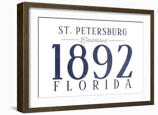 St. Petersburg, Florida - Established Date (Blue)-Lantern Press-Framed Art Print