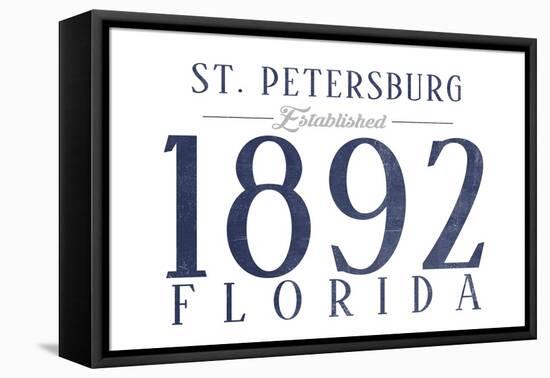 St. Petersburg, Florida - Established Date (Blue)-Lantern Press-Framed Stretched Canvas