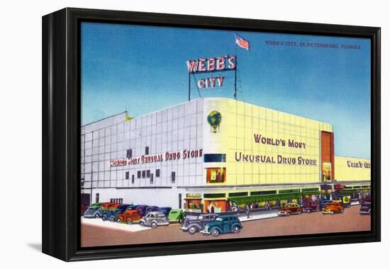 St. Petersburg, Florida - Exterior View of Webb's City Drugstore-Lantern Press-Framed Stretched Canvas