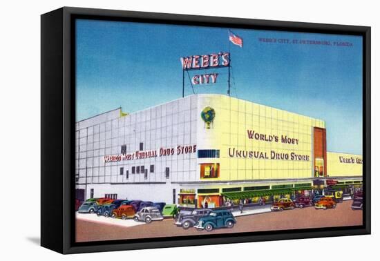 St. Petersburg, Florida - Exterior View of Webb's City Drugstore-Lantern Press-Framed Stretched Canvas