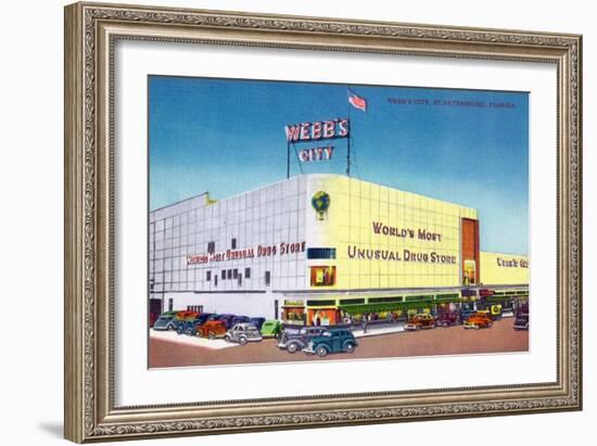 St. Petersburg, Florida - Exterior View of Webb's City Drugstore-Lantern Press-Framed Art Print