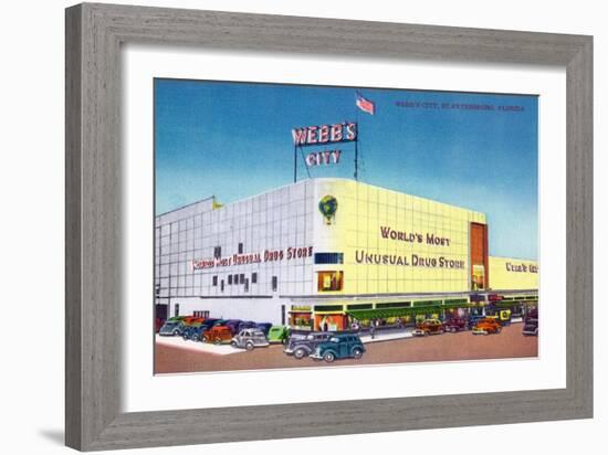 St. Petersburg, Florida - Exterior View of Webb's City Drugstore-Lantern Press-Framed Art Print