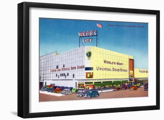 St. Petersburg, Florida - Exterior View of Webb's City Drugstore-Lantern Press-Framed Art Print