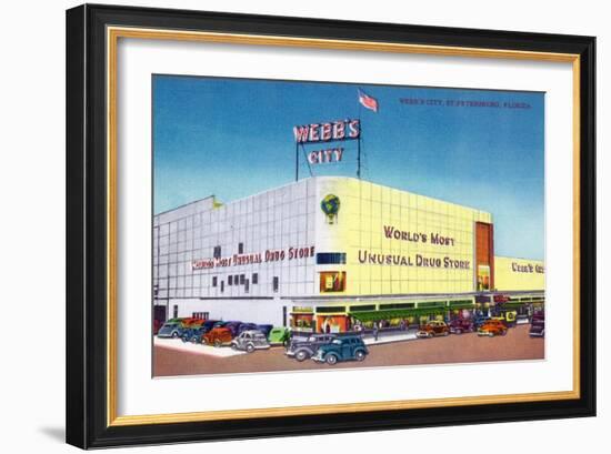 St. Petersburg, Florida - Exterior View of Webb's City Drugstore-Lantern Press-Framed Art Print