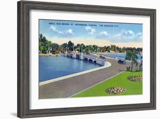 St. Petersburg, Florida - Snell Isle Bridge View-Lantern Press-Framed Art Print