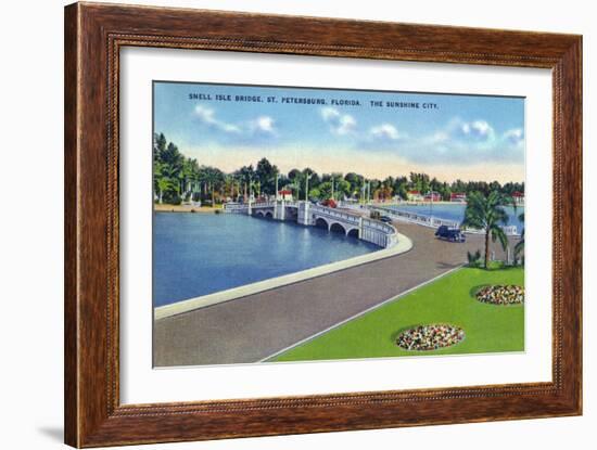 St. Petersburg, Florida - Snell Isle Bridge View-Lantern Press-Framed Art Print