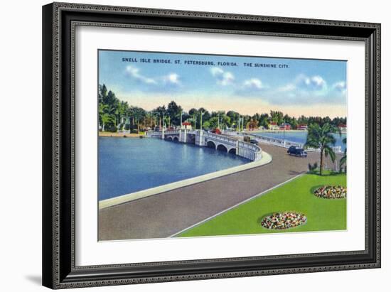 St. Petersburg, Florida - Snell Isle Bridge View-Lantern Press-Framed Art Print