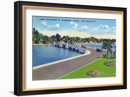 St. Petersburg, Florida - Snell Isle Bridge View-Lantern Press-Framed Art Print