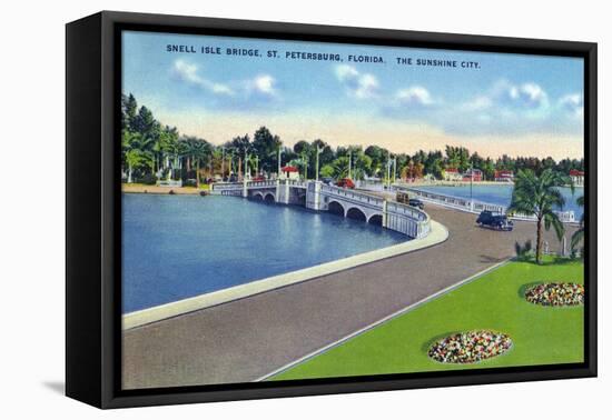St. Petersburg, Florida - Snell Isle Bridge View-Lantern Press-Framed Stretched Canvas