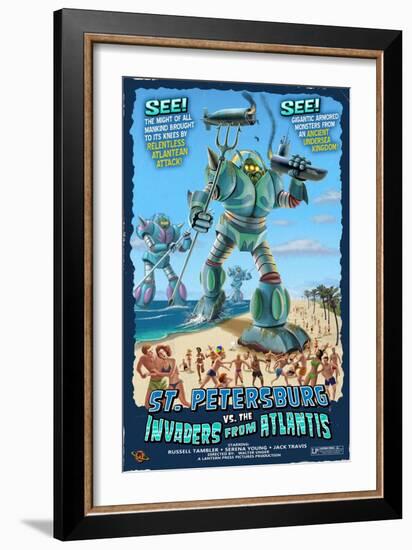 St. Petersburg, Florida - St. Petersburg vs. Atlantean Invaders-Lantern Press-Framed Art Print