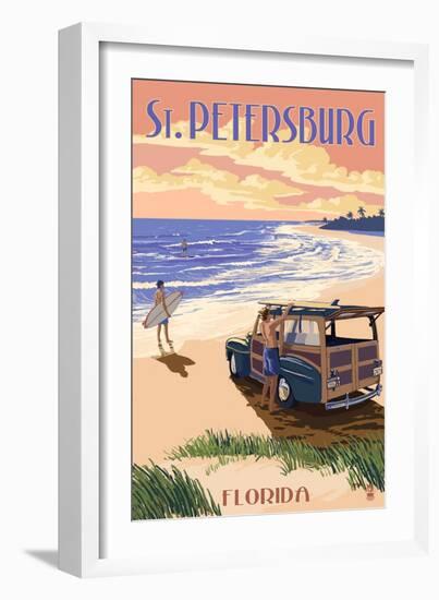 St. Petersburg, Florida - Woody on the Beach-Lantern Press-Framed Art Print