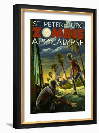 St. Petersburg, Florida - Zombie Apocalypse-Lantern Press-Framed Art Print