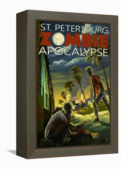 St. Petersburg, Florida - Zombie Apocalypse-Lantern Press-Framed Stretched Canvas