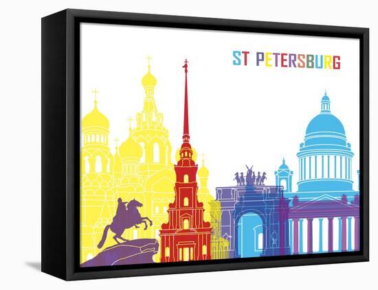 St Petersburg Skyline Pop-paulrommer-Framed Stretched Canvas