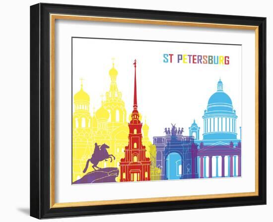 St Petersburg Skyline Pop-paulrommer-Framed Art Print