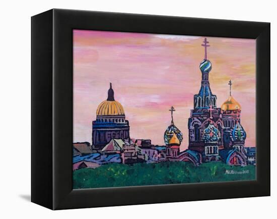 St Petersburg With Church Of The Savior On Blood-Martina Bleichner-Framed Stretched Canvas