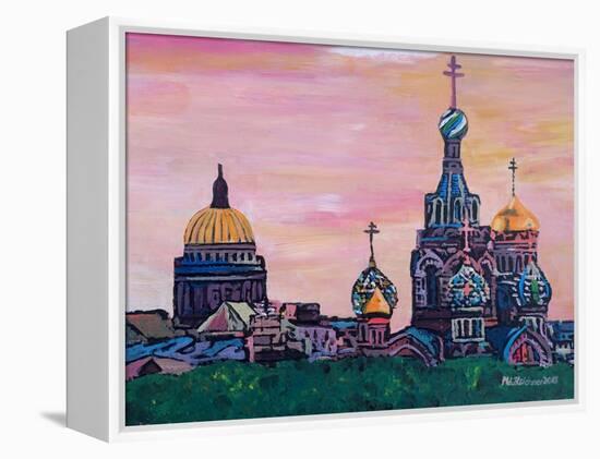 St Petersburg With Church Of The Savior On Blood-Martina Bleichner-Framed Stretched Canvas