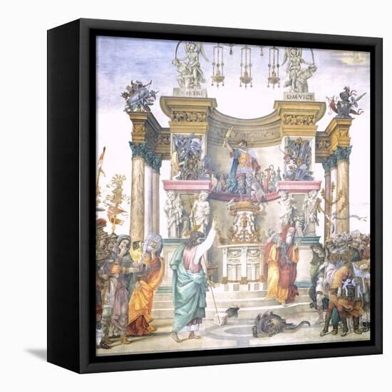 St Philip Driving Dragon from Temple of Hierapolis-Filippino Lippi-Framed Premier Image Canvas